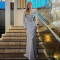 Hot selling sexy and elegant women's dress with a slim fit, lace up, pleated long sleeved dress, long skirt