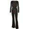 Winter fashion sexy lace patchwork new hot selling long sleeved round neck jumpsuit