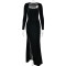 Sexy slit square neck dress, fashionable and elegant velvet pleated dress
