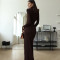 Autumn and winter fashionable and sexy high slit strap wrapped long skirt, new spicy girl high neck slim fit dress
