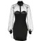 Autumn and Winter Fashion Sexy Mesh Splicing Hip hugging Short Skirt New Spicy Girl Half High Collar Slimming Dress