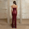 Women's evening dress elegant strapless slim fit long skirt with sequins slit backless dress