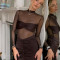 Fashionable and sexy mesh transparent hip hugging long skirt, new hot selling pleated slim fit dress