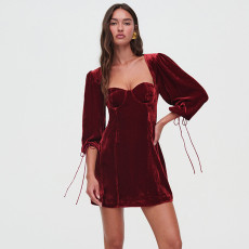 Hot selling cuffs, straps, backless sexy dress, new spicy girl, solid color, hip hugging short skirt