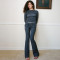 New printed women's suit slim fit long sleeved polka dot top with pleated sexy pants set