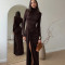 Autumn and winter fashionable and sexy high slit strap wrapped long skirt, new spicy girl high neck slim fit dress
