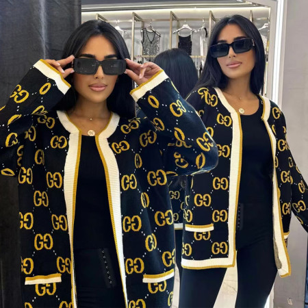 Explosive fashion temperament new pocket knitted sweater cardigan jacket