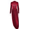 New slim fit solid color women's dress long sleeved backless side slit pleated sexy dress