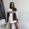 Fashionable casual pullover loose color blocked knitted yarn embroidered sweater