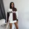 Fashionable casual pullover loose color blocked knitted yarn embroidered sweater