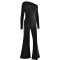 Fashionable hot selling set, new sexy one shoulder top, spicy girl wrapped hip bell bottom pants