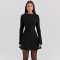 Hot selling new women's dress sexy round neck long sleeved slim fit A-line hip hugging short skirt
