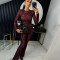 Winter fashion sexy lace patchwork new hot selling long sleeved round neck jumpsuit