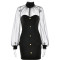 Autumn and Winter Fashion Sexy Mesh Splicing Hip hugging Short Skirt New Spicy Girl Half High Collar Slimming Dress