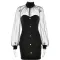 Autumn and Winter Fashion Sexy Mesh Splicing Hip hugging Short Skirt New Spicy Girl Half High Collar Slimming Dress
