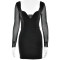 New women's dress with backless patchwork mesh long sleeved sexy slim fit and hip hugging dress