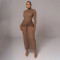 Hot selling long sleeved ribbon long skirt, fashionable and sexy pleated slim fit dress
