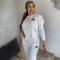 Casual and fashionable temperament set, embossed embroidery long sleeved long pants two-piece set