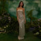 Women's evening dress elegant strapless slim fit long skirt with sequins slit backless dress