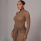 Hot selling long sleeved ribbon long skirt, fashionable and sexy pleated slim fit dress