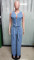 Tight waist slim fit elastic wash denim jumpsuit straight tube loose jumpsuit