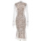 New French style hip hugging long skirt with lace long sleeves and round neck, fish tail slim fit dress