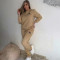 Casual and fashionable temperament set, embossed embroidery long sleeved long pants two-piece set
