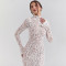 New French style hip hugging long skirt with lace long sleeves and round neck, fish tail slim fit dress