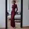 Autumn and winter fashionable and sexy high slit strap wrapped long skirt, new spicy girl high neck slim fit dress