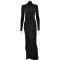 Autumn and winter fashionable and sexy high slit strap wrapped long skirt, new spicy girl high neck slim fit dress