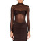 Fashionable and sexy mesh transparent hip hugging long skirt, new hot selling pleated slim fit dress
