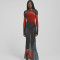 Winter fashion sexy perspective slim fit dress cross-border new hot selling printed round neck long dress