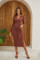 Foreign trade women's long skirt, European and American elastic knitted hollow dress