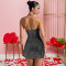 Fashionable women's sexy neck hanging, diamond hot stamping, slim fit, hip hugging dress