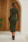 Foreign trade women's long skirt, European and American elastic knitted hollow dress