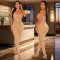 Fashionable women's hot pressed diamond sexy slim fit bag arm suspender jumpsuit