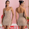 Fashionable women's sexy neck hanging, diamond hot stamping, slim fit, hip hugging dress