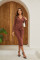 Foreign trade women's long skirt, European and American elastic knitted hollow dress