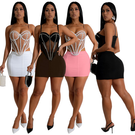 Sexy spicy girl, super elastic, sexy teenage nightclub, hip hugging mini skirt