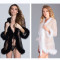 Sexy lingerie women's mesh short fur bathrobe
