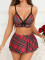 Hot selling European and American foreign trade sexy lingerie suspender new seductive tight plaid neck hanging lingerie women's suit