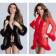 Sexy lingerie women's mesh short fur bathrobe