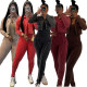 Fashion women's pickled, stir fried, and distressed jumpsuit two-piece casual set