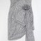 Women's sequined party dress, strapless, hip hugging short skirt, floral design