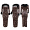 Sling slit long skirt paired with fashionable fur long sleeved printed two-piece set without hat