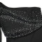 Women's Fashion Single Shoulder Long Sleeve Hot Diamond Splicing jumpsuit Long Pants Bellbottom Pants