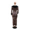 Sling slit long skirt paired with fashionable fur long sleeved printed two-piece set without hat
