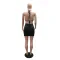 Sexy lace up short cut rhinestone stitched tassel top paired with fashionable hip hugging short skirt solid color two-piece set