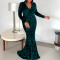 New women's independent station sequin fish tail sexy long dress with trailing party evening gown
