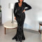 New women's independent station sequin fish tail sexy long dress with trailing party evening gown